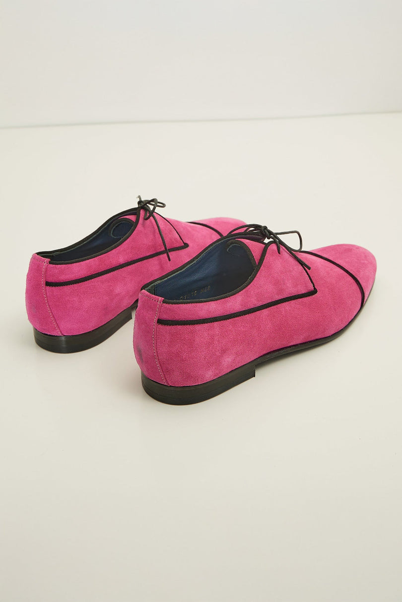The Formal Leather Cap Toe Derby Shoes - Pink Suede - Ron Tomson