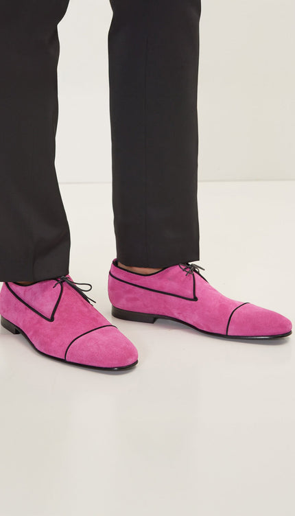 The Formal Leather Cap Toe Derby Shoes - Pink Suede - Ron Tomson