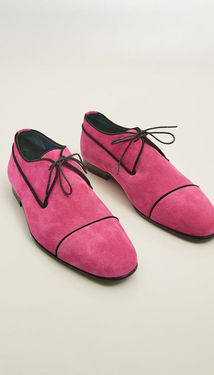 The Formal Leather Cap Toe Derby Shoes - Pink Suede - Ron Tomson