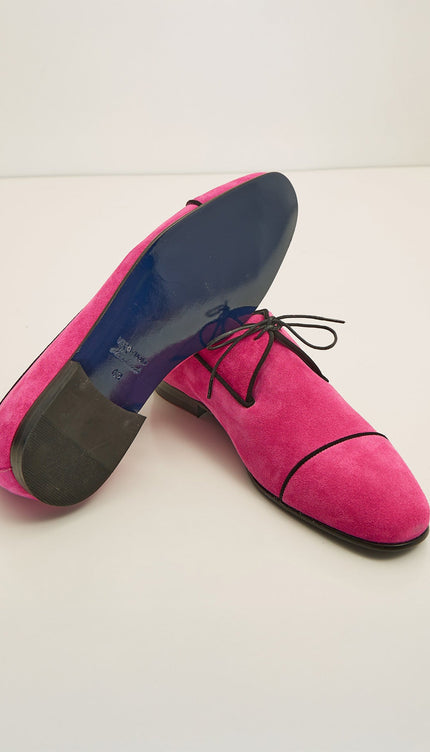 The Formal Leather Cap Toe Derby Shoes - Pink Suede - Ron Tomson