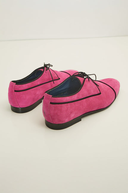 The Formal Leather Cap Toe Derby Shoes - Pink Suede - Ron Tomson