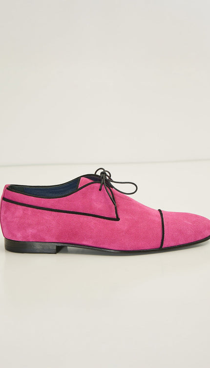 The Formal Leather Cap Toe Derby Shoes - Pink Suede - Ron Tomson