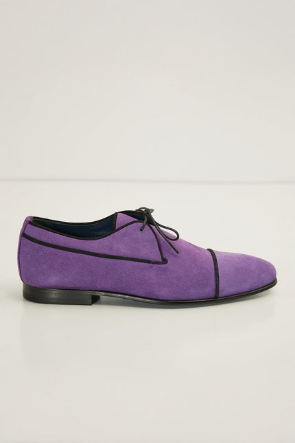 Men's Suede Cap Toe Derby Shoes - Purple