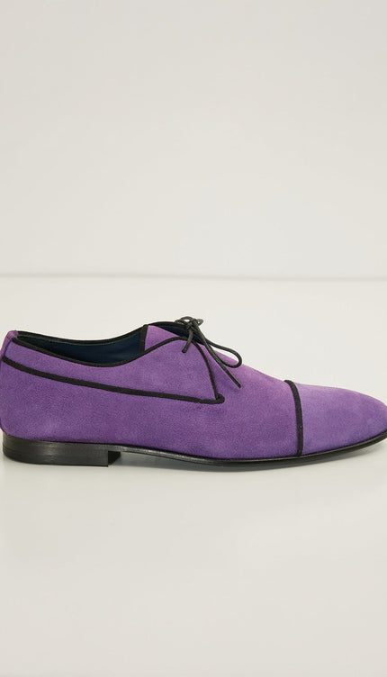 The Formal Leather Cap Toe Derby Shoes - Purple Suede - Ron Tomson