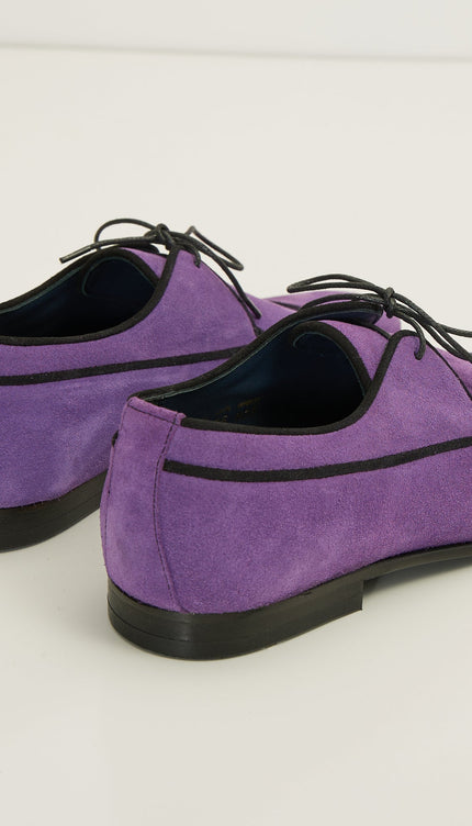 The Formal Leather Cap Toe Derby Shoes - Purple Suede - Ron Tomson