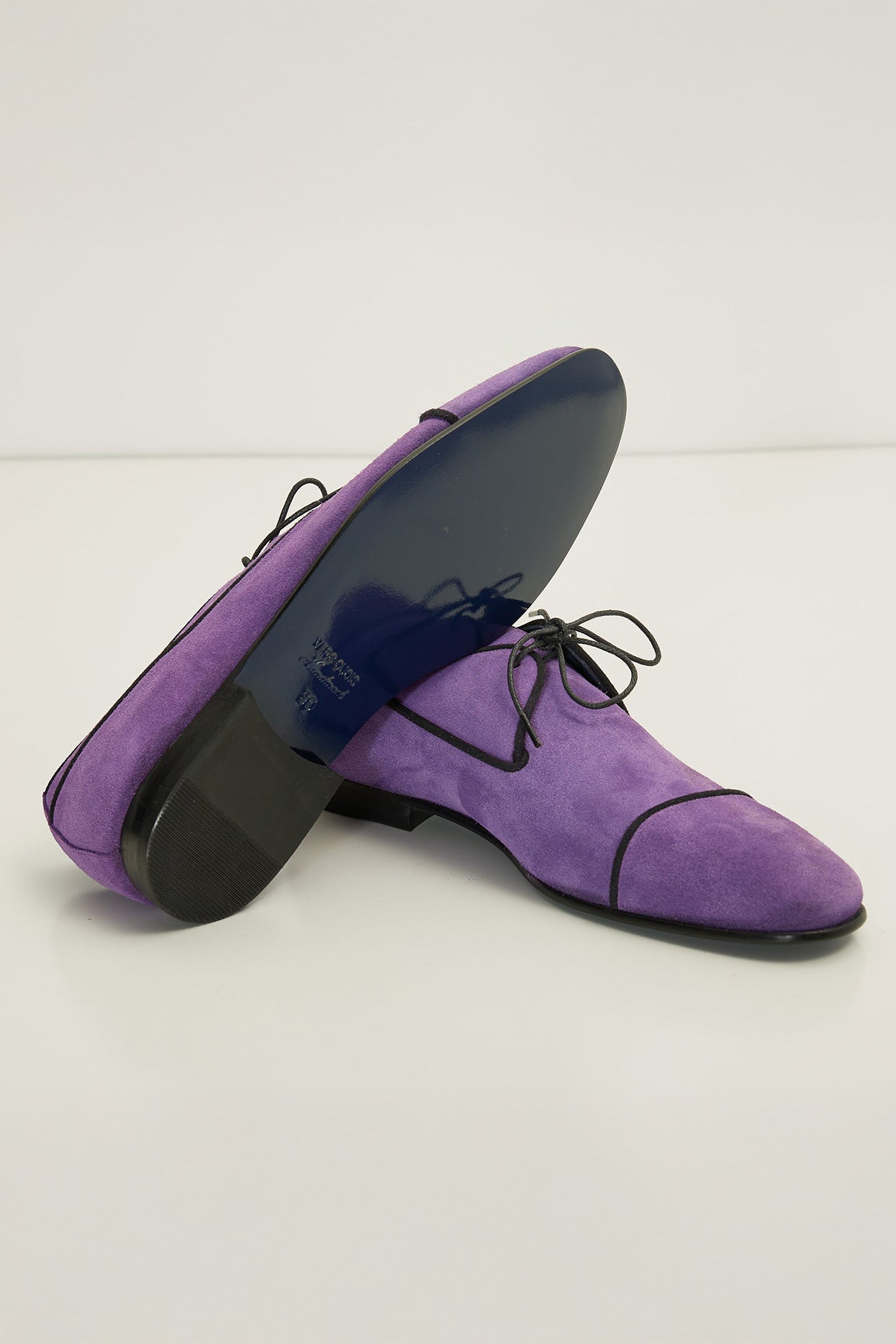 Men's Lambskin Suede Leather Cap Toe Derby Shoes - Purple Men's Lambskin Suede Leather Cap Toe Derby Shoes - Purple