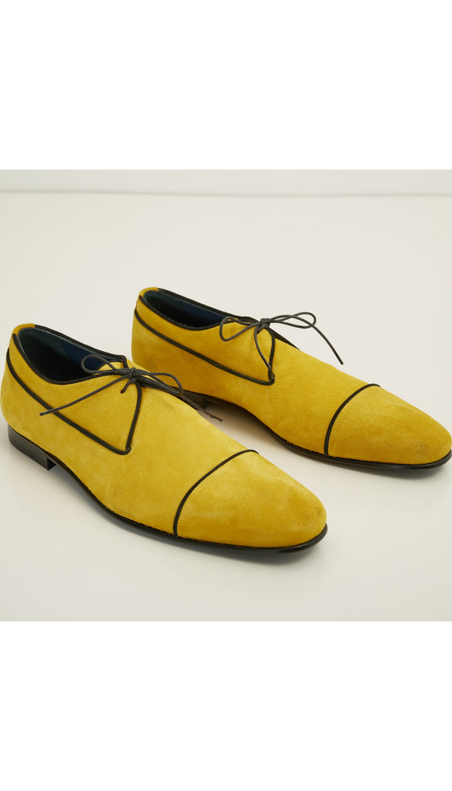 The Formal Leather Cap Toe Derby Shoes - Yellow Suede - Ron Tomson