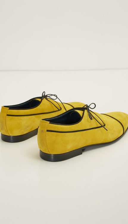 The Formal Leather Cap Toe Derby Shoes - Yellow Suede - Ron Tomson