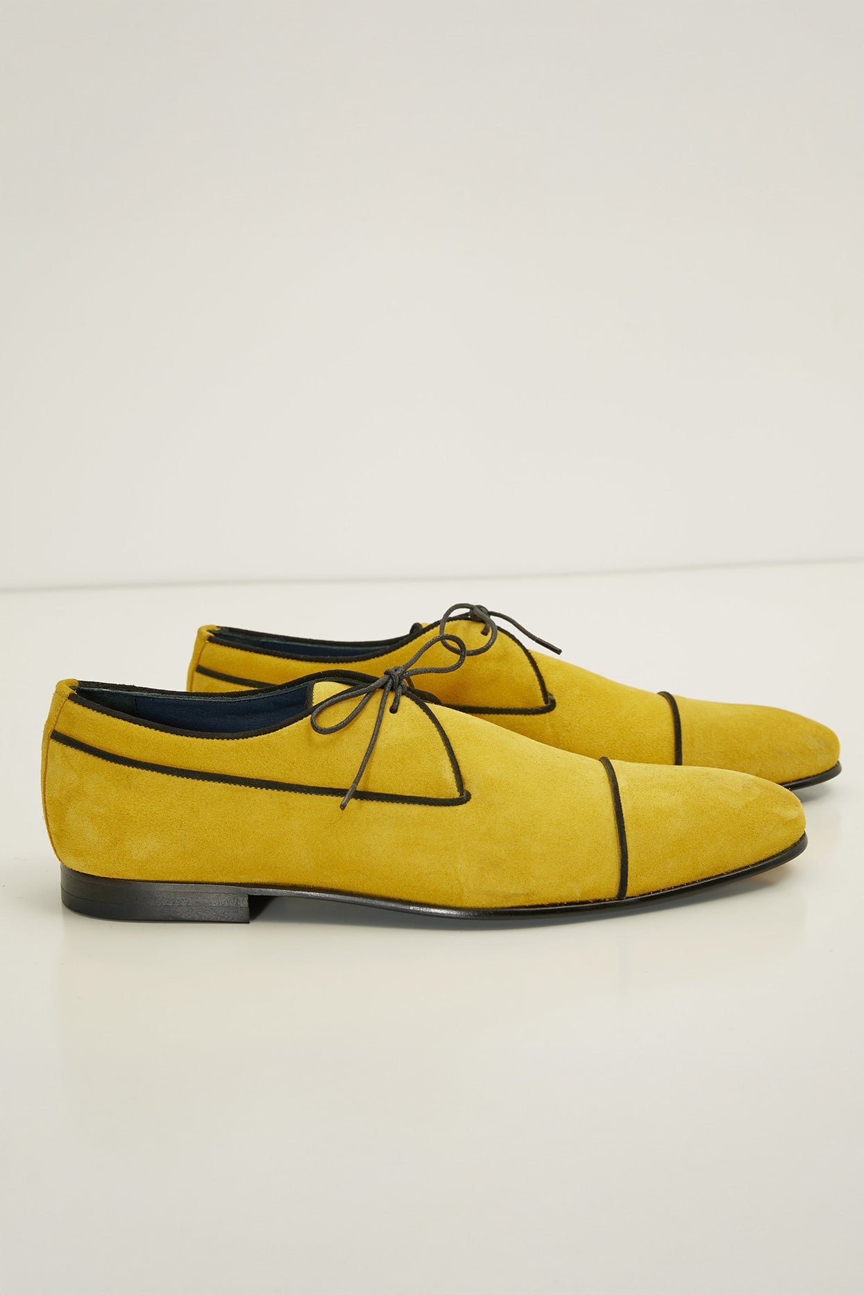 Men's The Formal Leather Cap Toe Derby Shoes - Yellow Suede