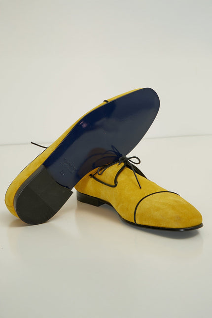 Men's The Formal Leather Cap Toe Derby Shoes - Yellow Suede
