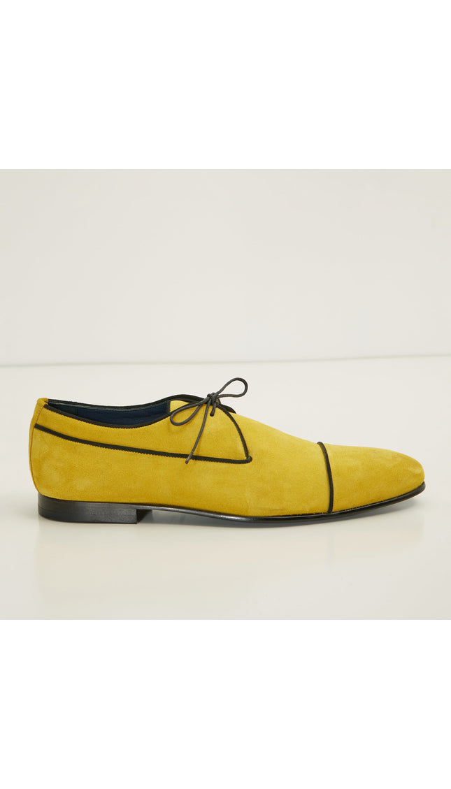The Formal Leather Cap Toe Derby Shoes - Yellow Suede - Ron Tomson