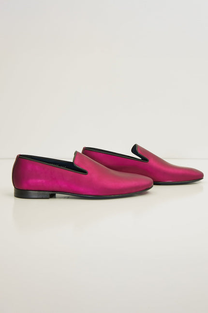 The Formal Leather Loafer - Metallic Fuchsia - Ron Tomson