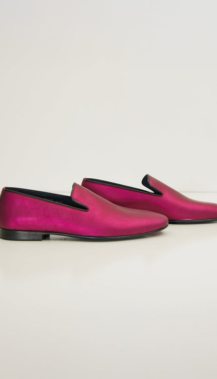 The Formal Leather Loafer - Metallic Fuchsia - Ron Tomson