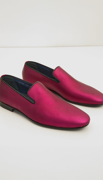 The Formal Leather Loafer - Metallic Fuchsia - Ron Tomson