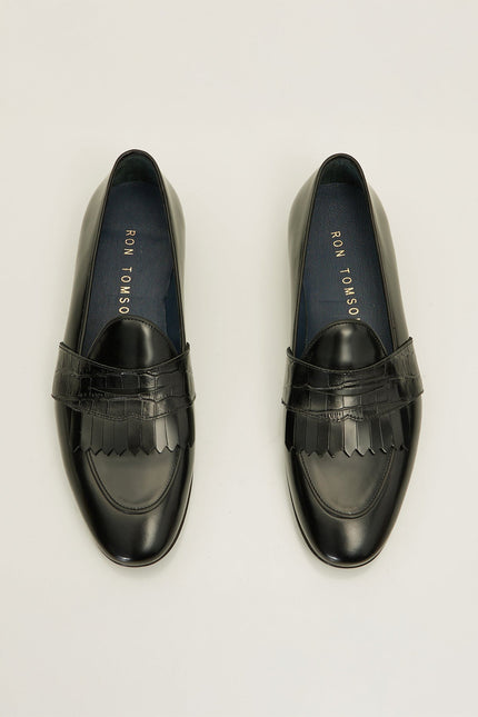 The Kilted Loafer Genuine Leather - Black - Ron Tomson