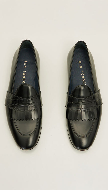 The Kilted Loafer Genuine Leather - Black - Ron Tomson