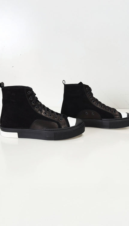 The King Leather and Suede High Tops - Black Suede - Ron Tomson