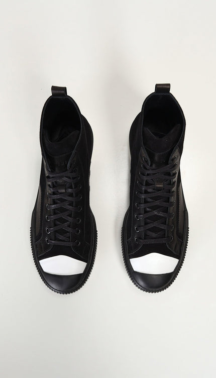 The King Leather and Suede High Tops - Black Suede - Ron Tomson