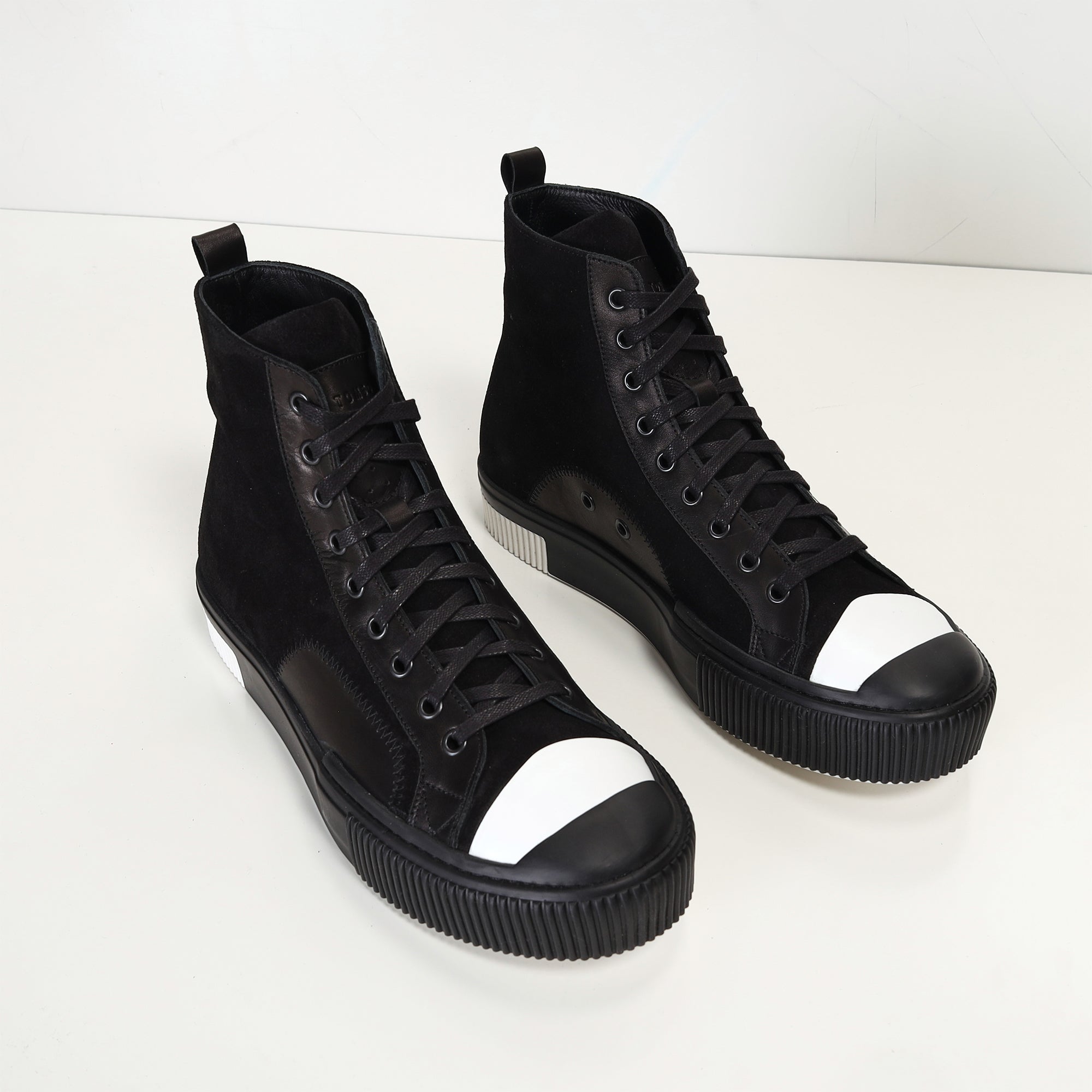 The King Leather and Suede High Tops - Black Suede - Ron Tomson
