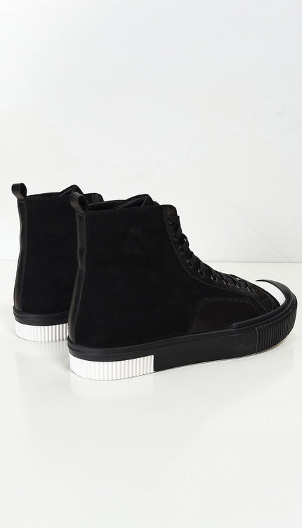 The King Leather and Suede High Tops - Black Suede - Ron Tomson