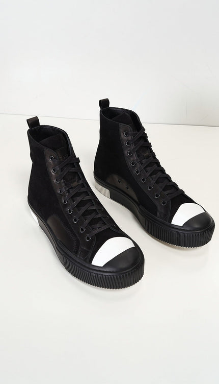 The King Leather and Suede High Tops - Black Suede - Ron Tomson