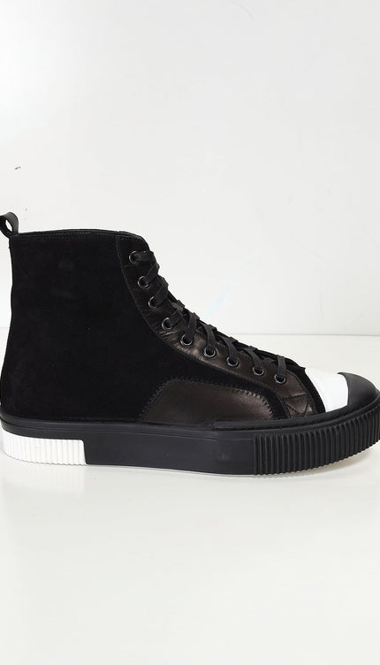 The King Leather and Suede High Tops - Black Suede - Ron Tomson