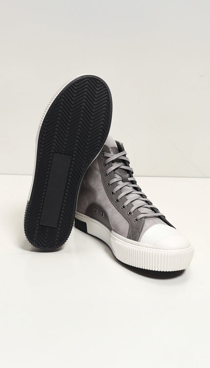 The King Leather and Suede High Tops - Grey Suede - Ron Tomson