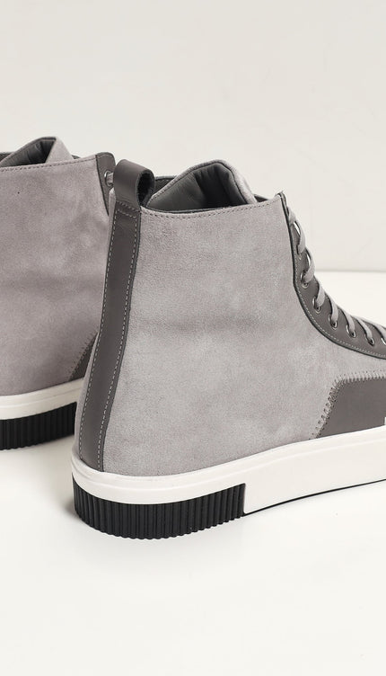 The King Leather and Suede High Tops - Grey Suede - Ron Tomson