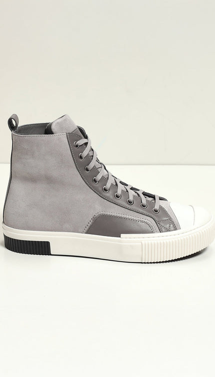 The King Leather and Suede High Tops - Grey Suede - Ron Tomson