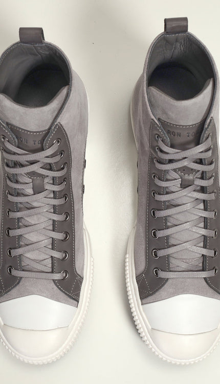The King Leather and Suede High Tops - Grey Suede - Ron Tomson
