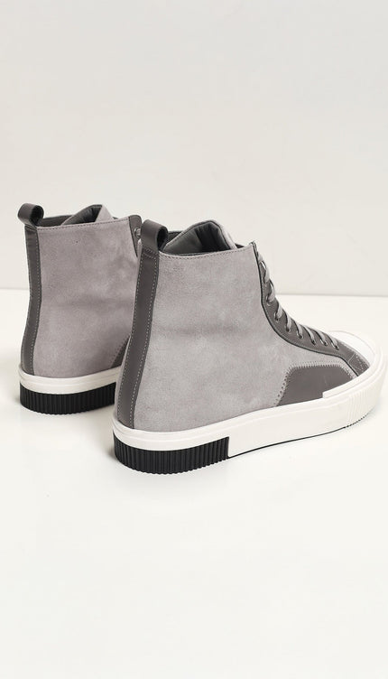 The King Leather and Suede High Tops - Grey Suede - Ron Tomson