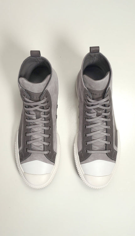 The King Leather and Suede High Tops - Grey Suede - Ron Tomson