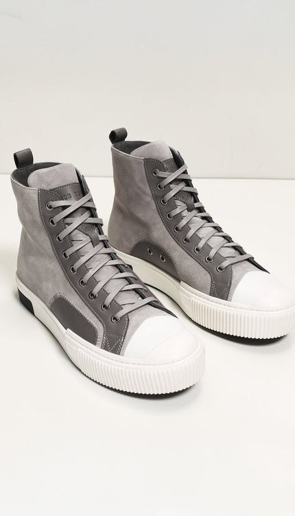 The King Leather and Suede High Tops - Grey Suede - Ron Tomson