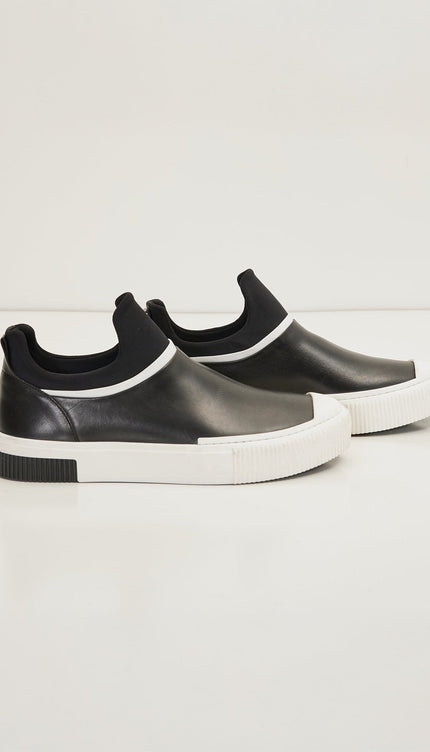 The King - Leather Skate Slip Ons - Neoprene And Leather Black - Ron Tomson