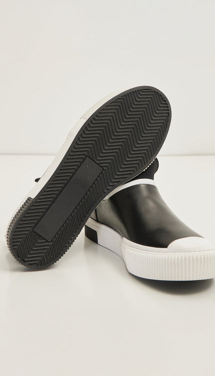 The King - Leather Skate Slip Ons - Neoprene And Leather Black - Ron Tomson