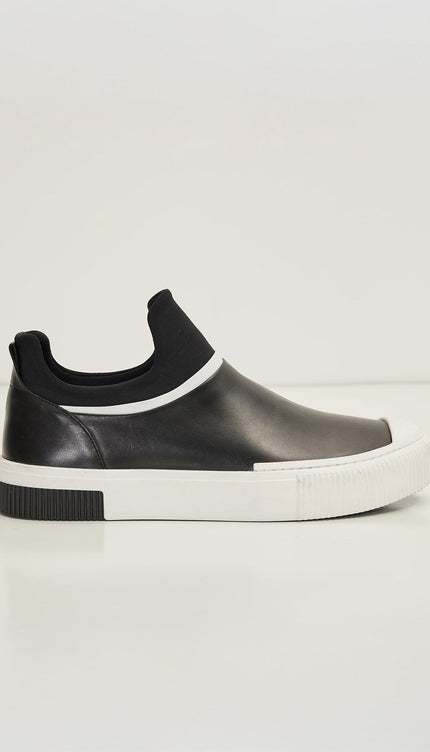 The King - Leather Skate Slip Ons - Neoprene And Leather Black - Ron Tomson