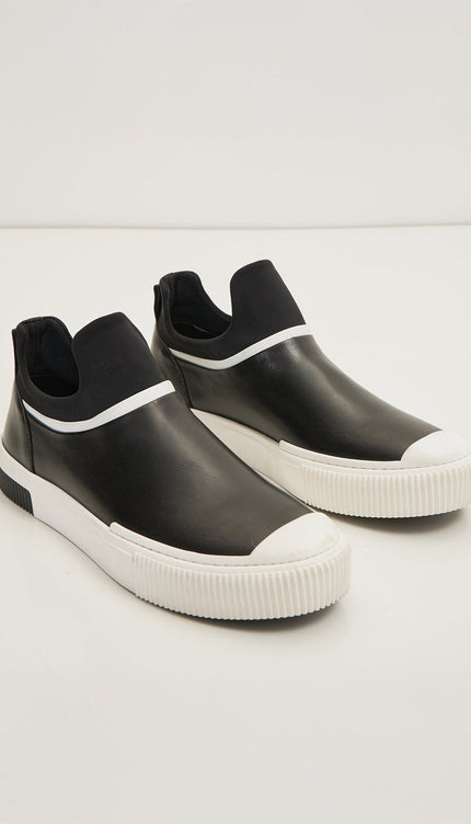 The King - Leather Skate Slip Ons - Neoprene And Leather Black - Ron Tomson