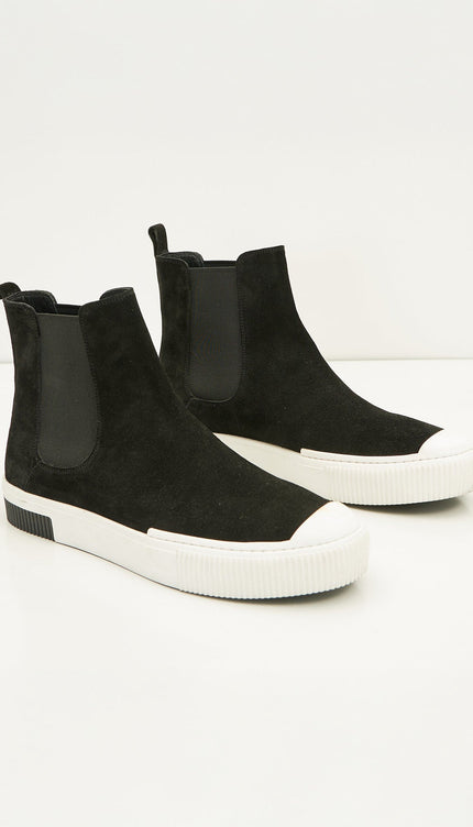 THE KING - Suede Leather and Rubber Sole Chelsea Boots - Black - Ron Tomson