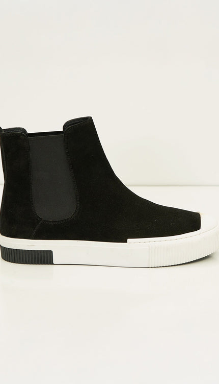 THE KING - Suede Leather and Rubber Sole Chelsea Boots - Black - Ron Tomson