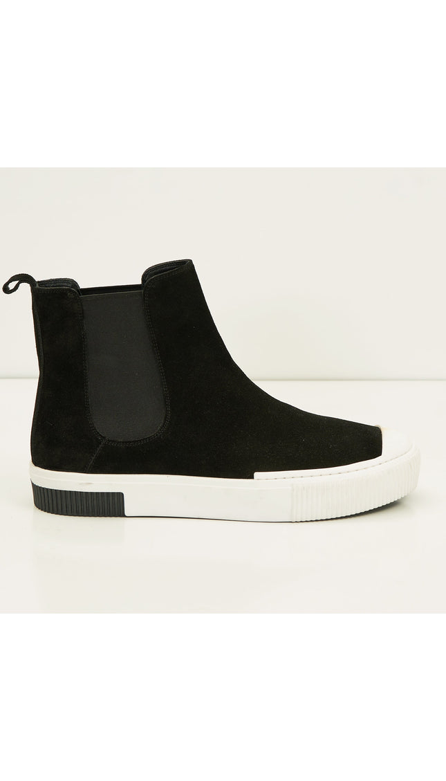 THE KING - Suede Leather and Rubber Sole Chelsea Boots - Black - Ron Tomson