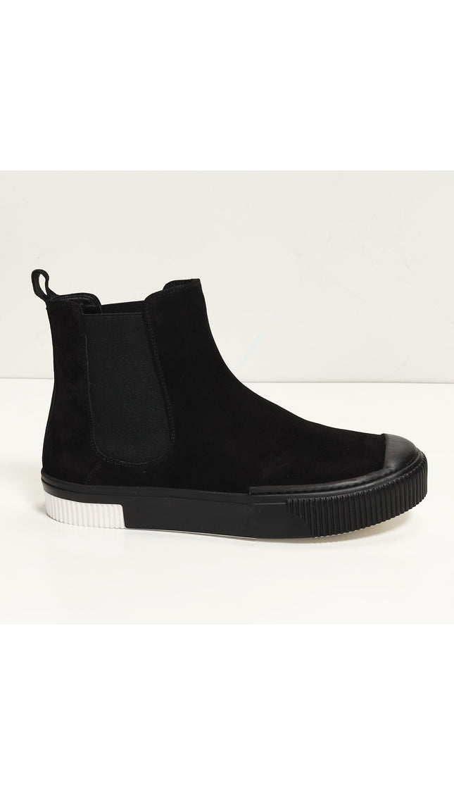 THE KING - Suede Leather and Rubber Sole Chelsea Boots - Black Black - Ron Tomson