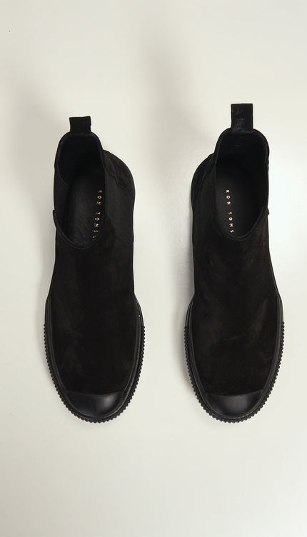 THE KING - Suede Leather and Rubber Sole Chelsea Boots - Black Black - Ron Tomson