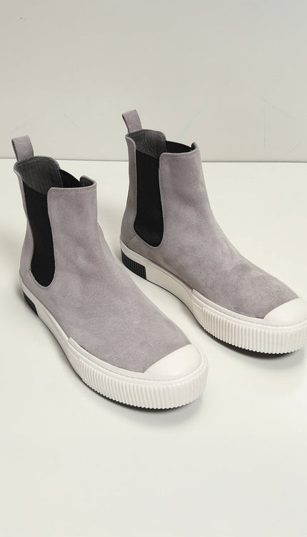 The King Suede Leather and Rubber Sole Chelsea Boots - Grey - Ron Tomson