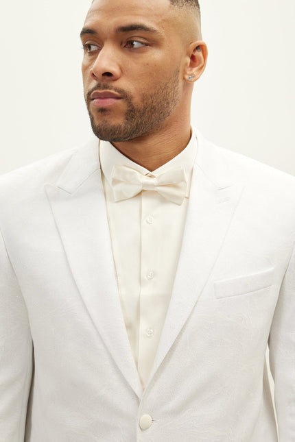 The Peak Lapel Electric Tuxedo Jacket - White On White - Ron Tomson