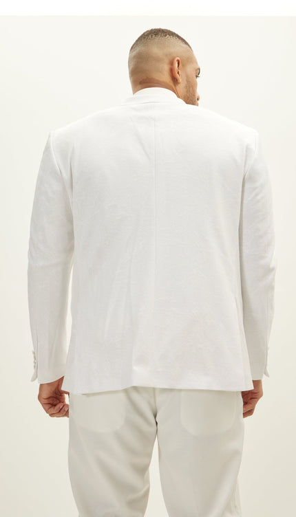 The Peak Lapel Electric Tuxedo Jacket - White On White - Ron Tomson