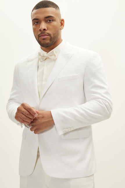 The Peak Lapel Electric Tuxedo Jacket - White On White - Ron Tomson