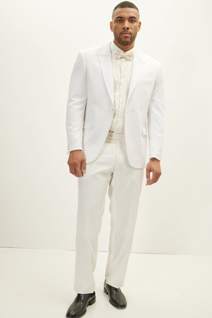 The Peak Lapel Electric Tuxedo Jacket - White On White - Ron Tomson