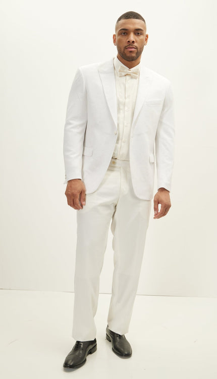 The Peak Lapel Electric Tuxedo Jacket - White On White - Ron Tomson