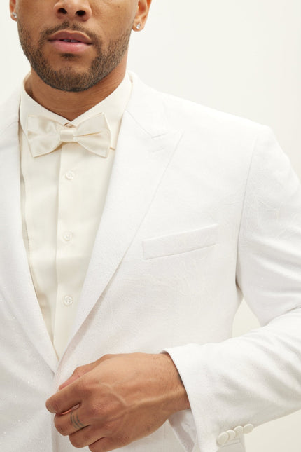 The Peak Lapel Electric Tuxedo Jacket - White On White - Ron Tomson