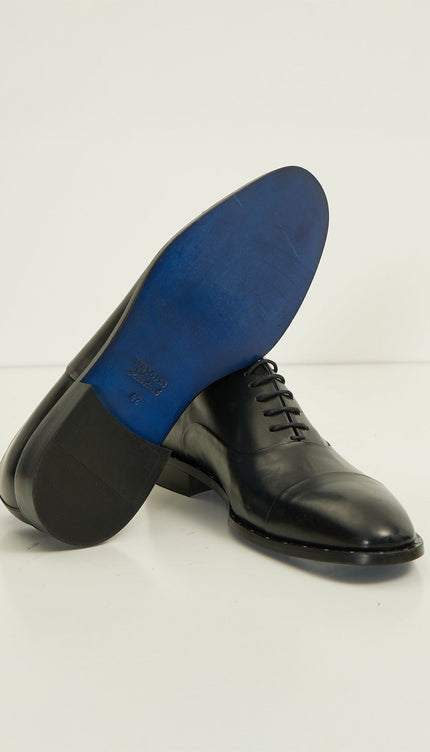 The Studded Cap Toe Oxfords Polished Leather - Black - Ron Tomson